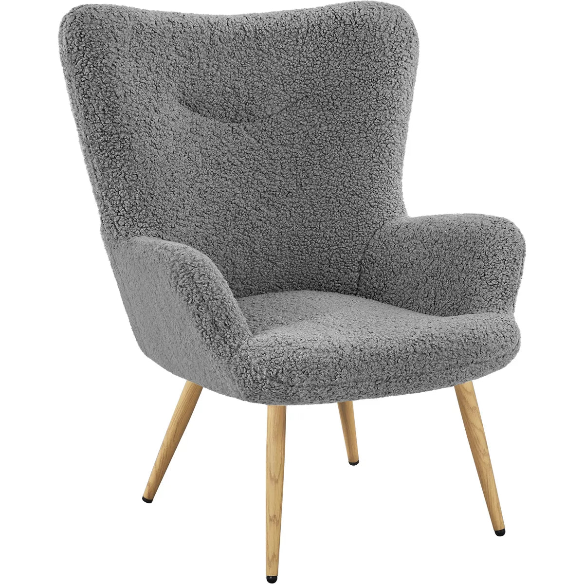 Boucle Accent Chair with Wood-tone Metal Legs