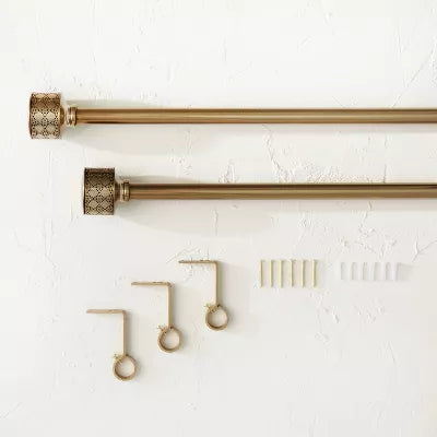 Pierced Drum Curtain Rod Brass