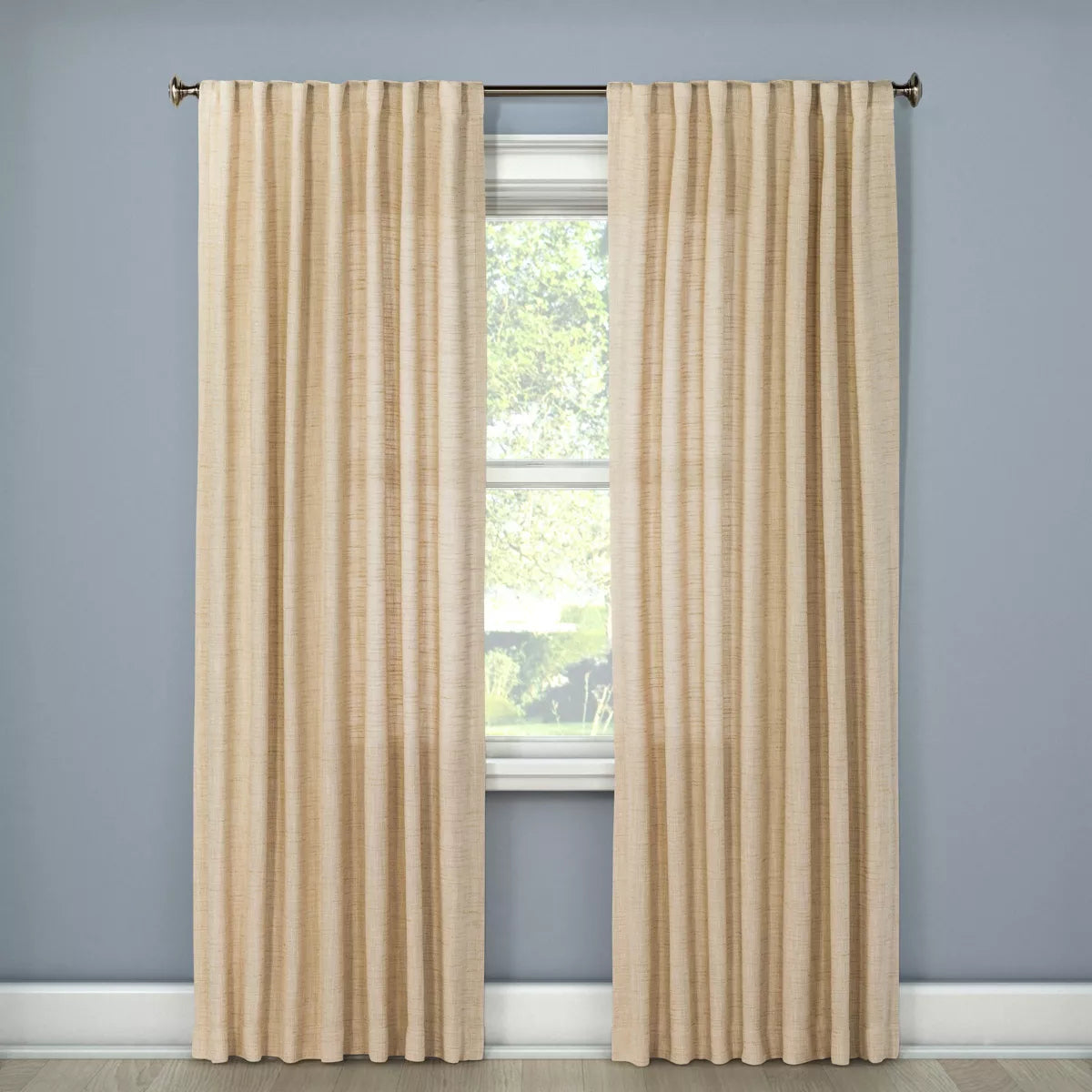 1pc Light Filtering Textured Weave Window Curtain Panel Cream