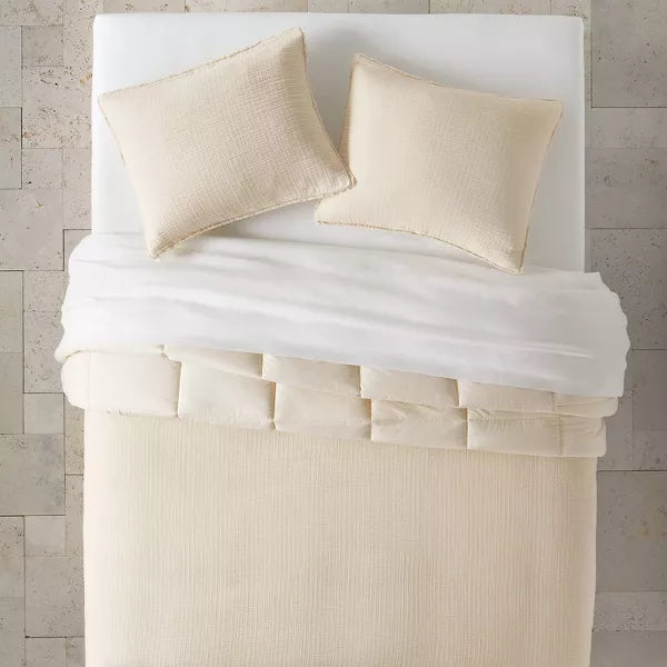 Textured Chambray Cotton Comforter & Sham Set - King/California King