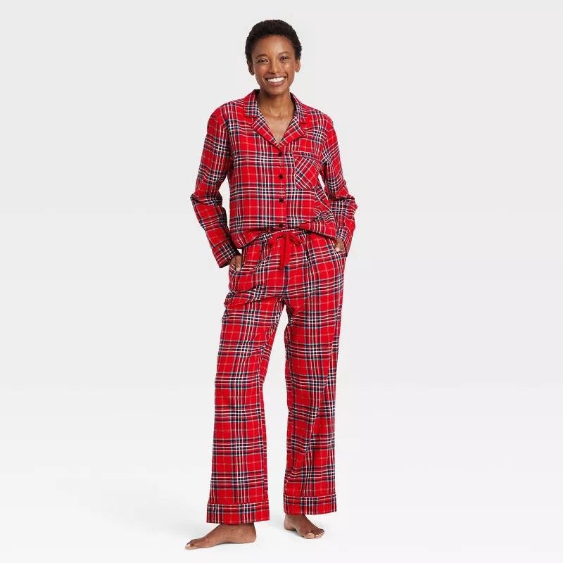 Women's Plaid Flannel Holiday Matching Family Pajama Set