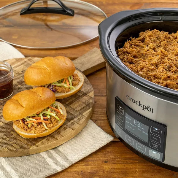 MyTime Technology Programmable Slow Cooker - Stainless Steel: 10 Settings, Auto Keep Warm, Dishwasher-Safe