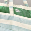 Bold Stripe Canvas Tote Bag Cream/Light Blue/Green