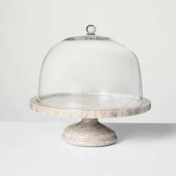 Marble Covered Dessert Stand Warm Gray