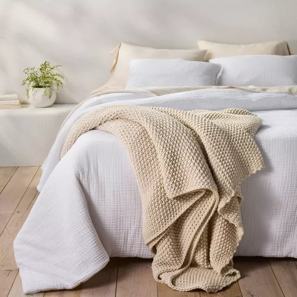 Chunky Knit Bed Blanket Full/Queen