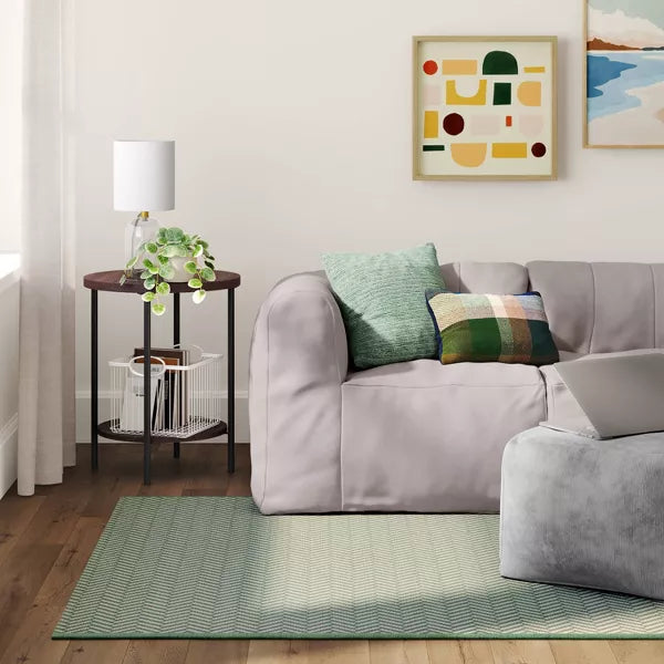 4'x5'6" Striped Power Loom Woven Area Rug Green