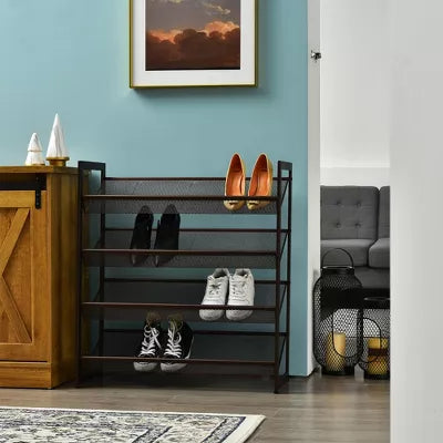 4-Tier Shoe Rack Adjustable to Flat or Slant Shoe Organizer Holder Stand