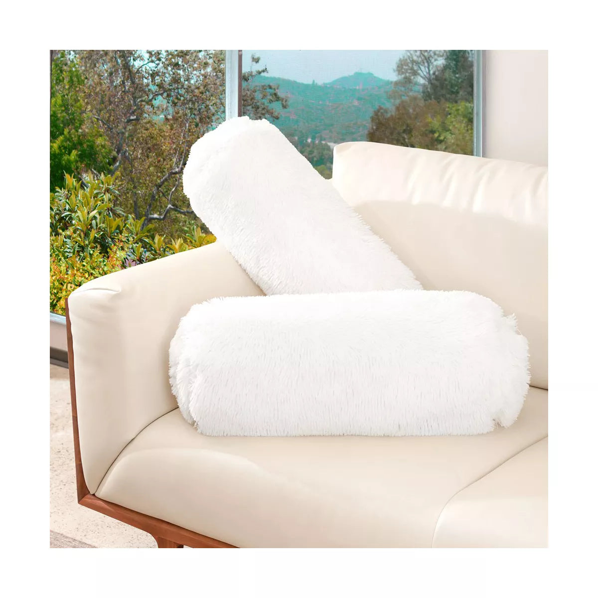 1-Piece Shaggy Long Hair Bolster Pillows