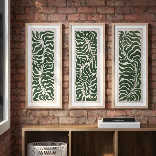 (Set of 3) Modern Seaweed Framed Arts Naturals