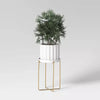 Iron Indoor Outdoor Plant Stand White/Brass