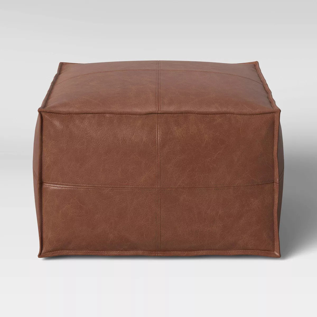 Earl Faux Leather French Seam Ottoman