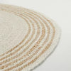 Round Multi Stripe Braided Jute Area Rug Cream/Tan - Textured, Earthy Look, Indoor Use