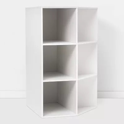 Corner Cube Bookshelf White - 3 Shelves, 9 Compartments, Bookcase & Toy Storage, Cube System Compatible