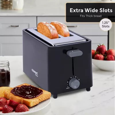 2-Slice Toaster Cool Touch with Wide Slots For Bread, Bagels & Waffle with 6 Adjustable Shade Settings, Crumb Tray & Cancel Function, Black