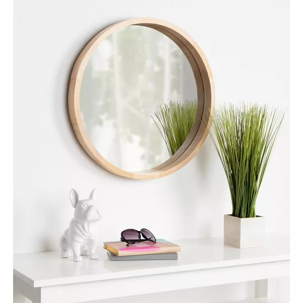 Hutton Round Decorative Wood Frame Wall Mirror