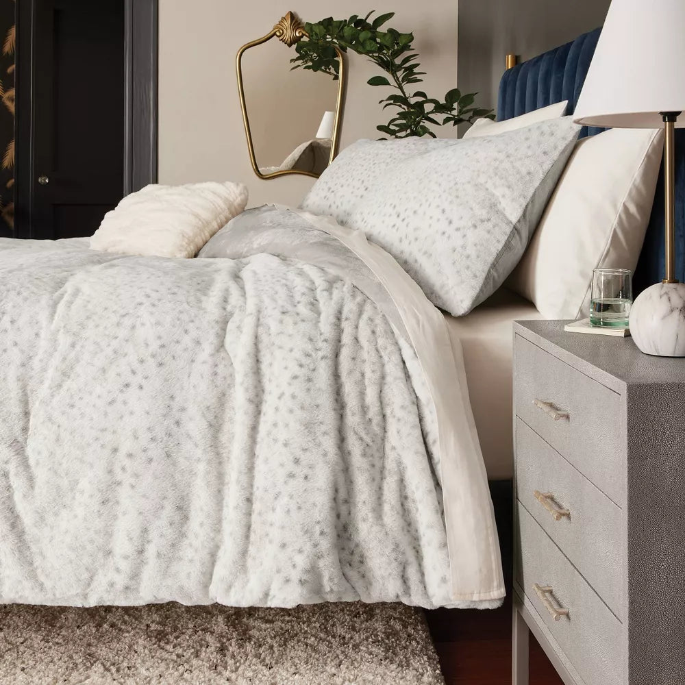 3pc Luxe Faux Fur Comforter and Sham Set - King