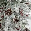 Unlit Flocked Stockhorn Artificial Christmas Tree: Pinecones, Berries, Sheltered Outdoor Use