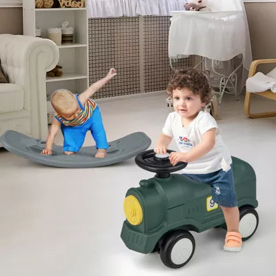 3-in-1 Rocking Horse for Toddlers w/ Detachable Balance Board & Smooth Wheels