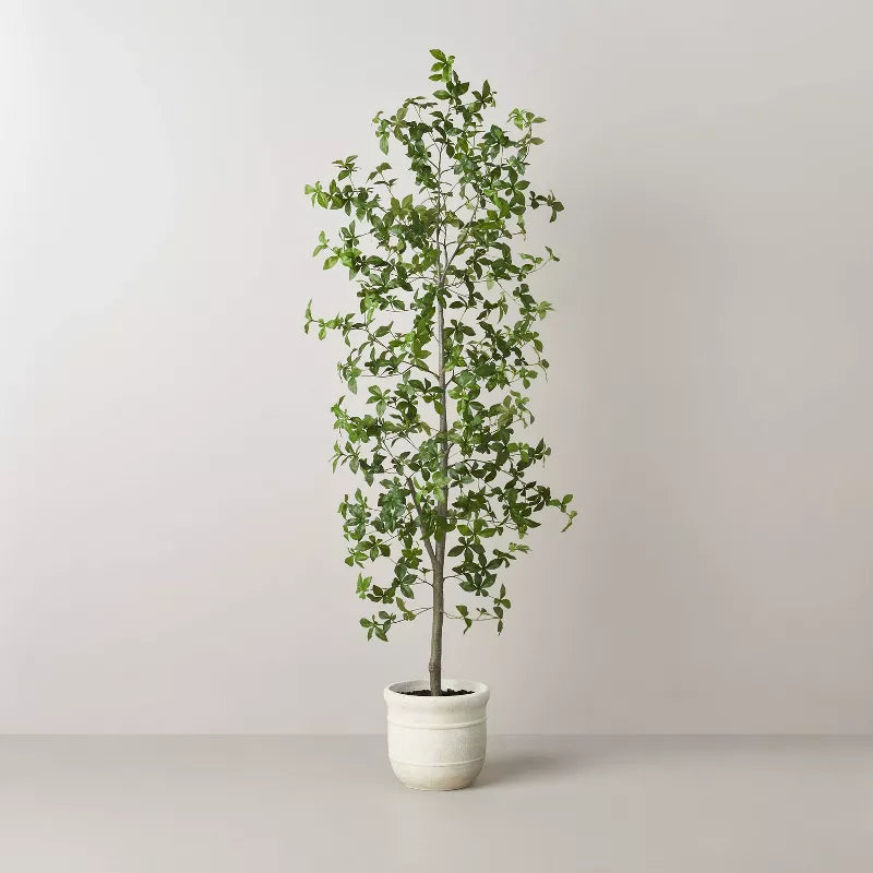 Faux Gypsophila Leaf Tree - Indoor Artificial Plant, No Assembly, Potted