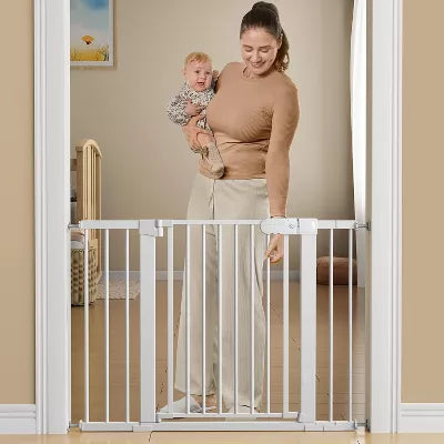 Baby Gate for Stair and Doorway,with Extenders and Pressure/Hardware Mounting Kit