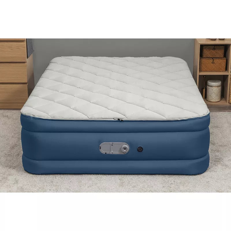 AlwayzAire Tough Guard Duvet Top Air Mattress Queen with Built-in Dual Pump