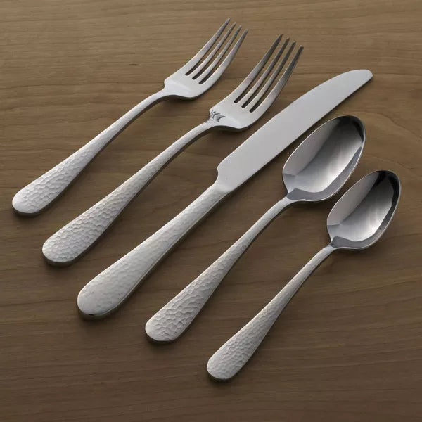 45pc Stainless Steel Tibet Hammered Flatware Set