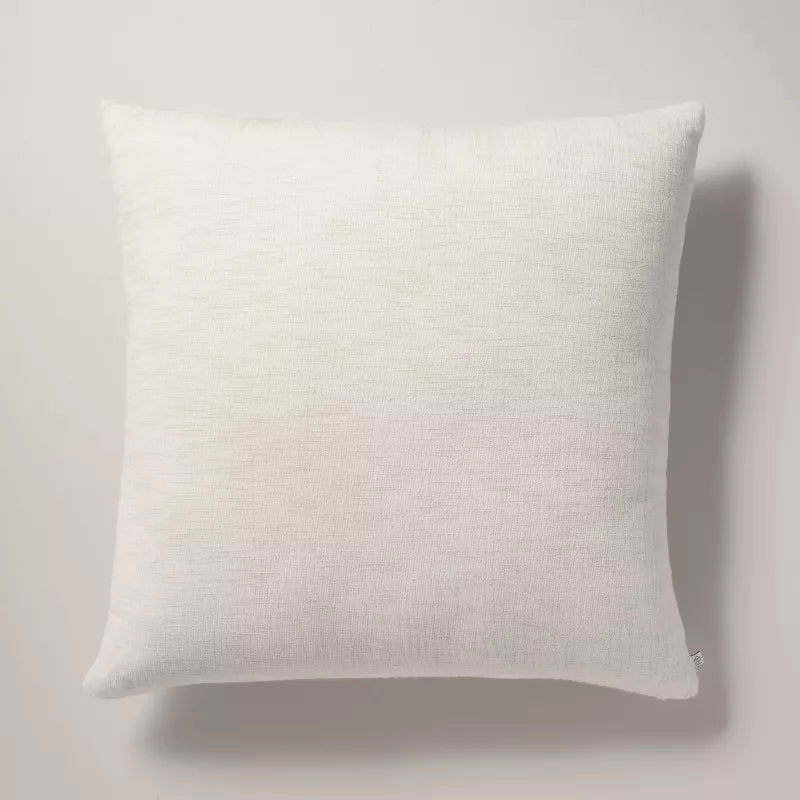 Gauze Texture Euro Bed Pillow Taupe/Natural - Cotton Fabric, Square Shape, Removable Cover