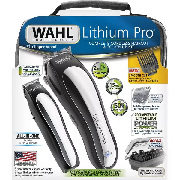 Lithium Ion Pro Haircutting Kit with Rechargeable Cordless Hair Clipper and Battery Touch Up Hair Trimmer