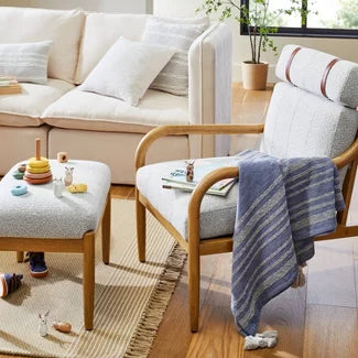 Boucle Upholstered Wood Accent Arm Chair - Hearth & Hand™ with Magnolia - SHOWROOM ITEM