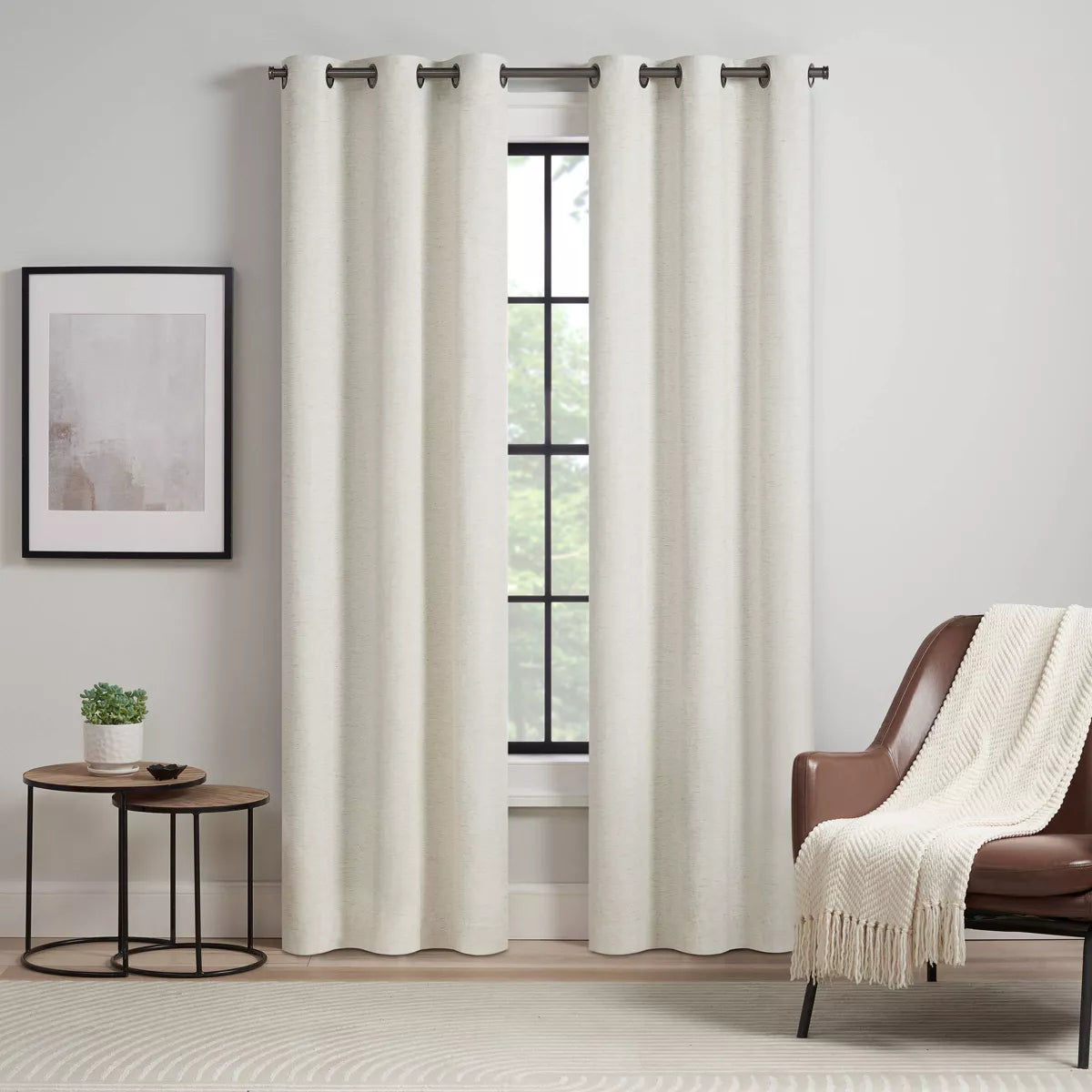 2pk Duvall Linen Curtain Panels Beige