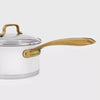 Classic 8pc Stainless Steel Cookware Set with Brushed Gold Handles Matte White: Induction & Oven Safe Pans