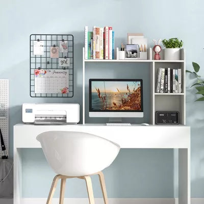 Desk Bookshelf Desktop Storage Organizer Display Shelf Rack Dorm Office White