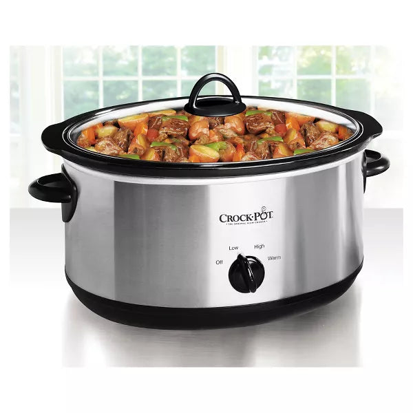 Manual Slow Cooker - Stainless Steel: Original Slow Cooker, Removable Stoneware, Stay-Cool Handles
