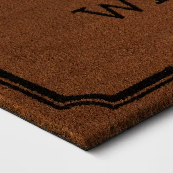 1'10"x3'11" Welcome Estate Doormat - Outdoor Coir Door Mat, Medium Pile, Black, Rectangle, Shake Clean