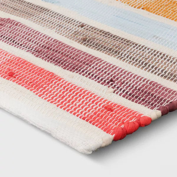 4'x5'6" Check Striped Chindi Handwoven Area Rug