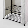 Double Rod Fabric Covered Wardrobe - Steel Frame, 2 Shelves, Gray