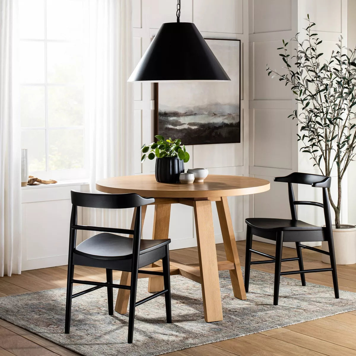 (Set of 2) Kaysville Curved Back Wood Dining Chairs - Black SHOWROOM ITEM
