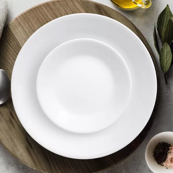 16pc Vitrelle Livingware Dinnerware Set Frost White: Microwave & Dishwasher Safe, Service for 4, Includes Plates & Bowls
