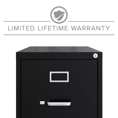 2 Drawer Vertical File Cabinet Black: Steel Frame, No Assembly Required