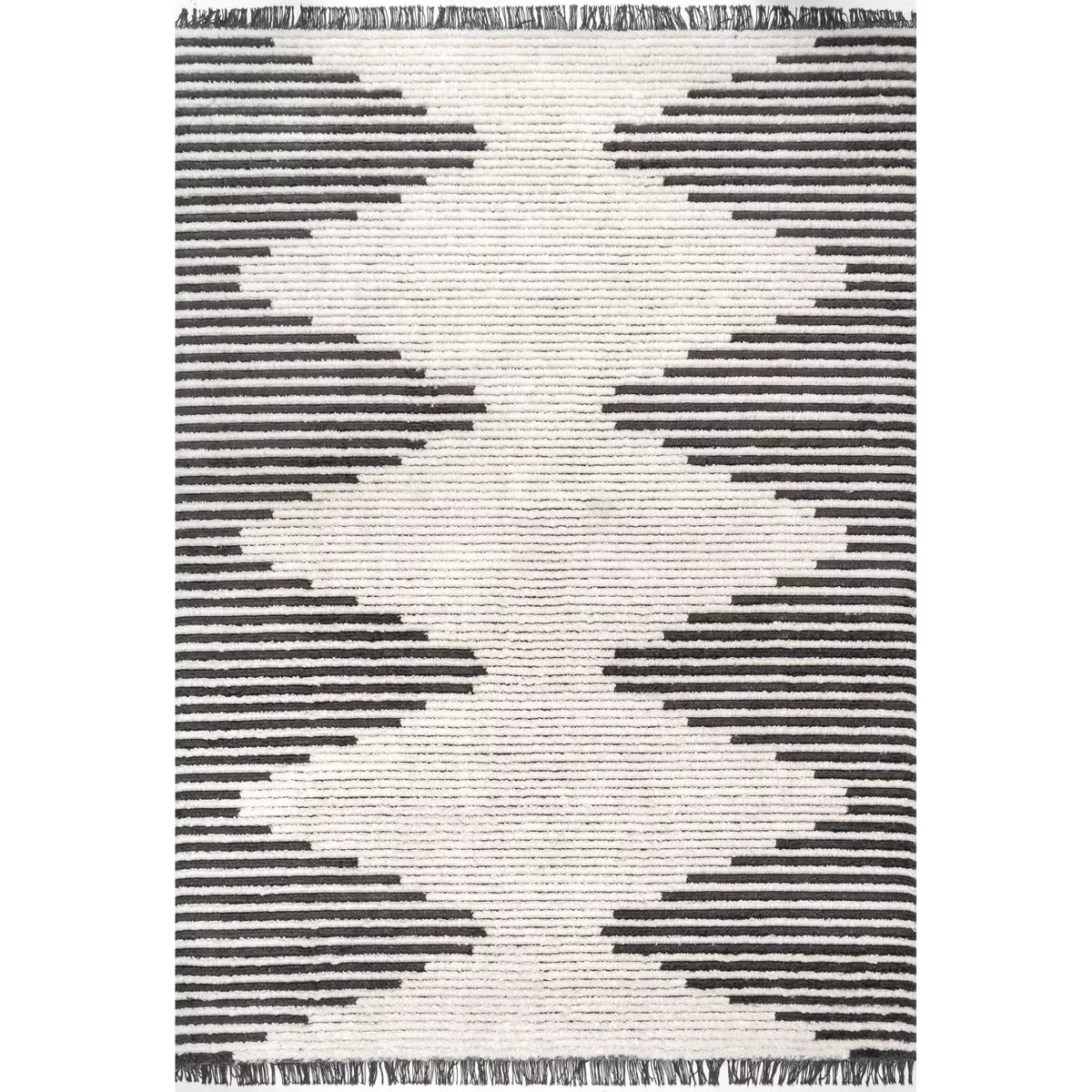 Morgan Contemporary Diamond Soft Shag Fringe Indoor Area Rug