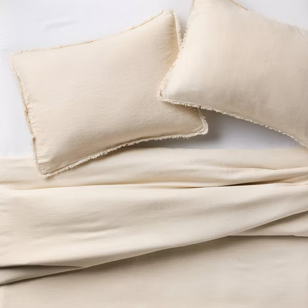 Heavyweight Linen Blend Comforter & Sham Set - Full/Queen 3-Piece