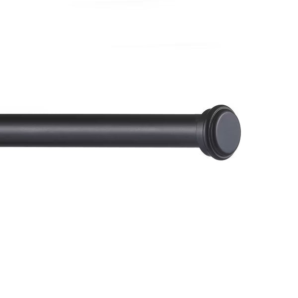 Topper Curtain Rod and Coordinating Finial Set, Matte Black