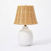 Ceramic Table Lamp with Rattan Shade White