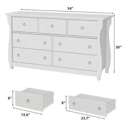 7 Dresser for Bedroom, Drawer with Storage Freestanding, Wooden, Natural Oak