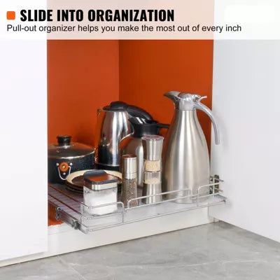 Pull Out Cabinet Organizer, Heavy Duty Slide Out Pantry Shelves, Chrome-Plated Steel Roll Out Drawers, Sliding Drawer Storage