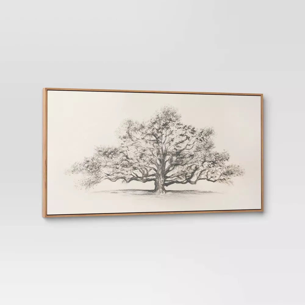 Pen and Ink Tree Framed Wall Canvas