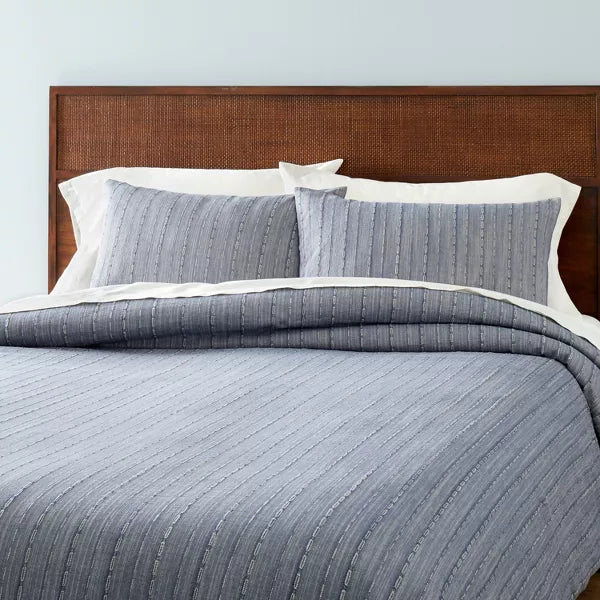 3pc Washed Loop Stripe Comforter Bedding Set Full/Queen
