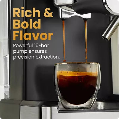 Barista Pro Espresso Maker Stainless Steel Finish:  Electric Coffee Machine, Dishwasher-Safe Parts