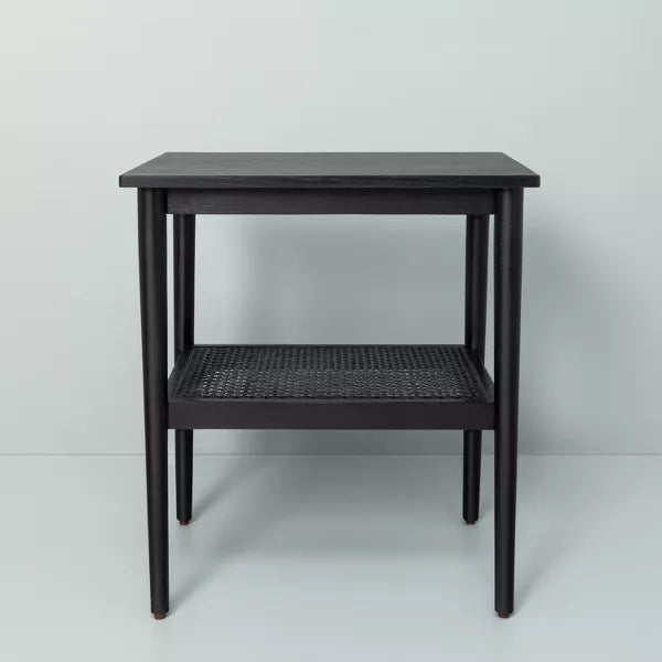 Wood & Cane Accent Side Table