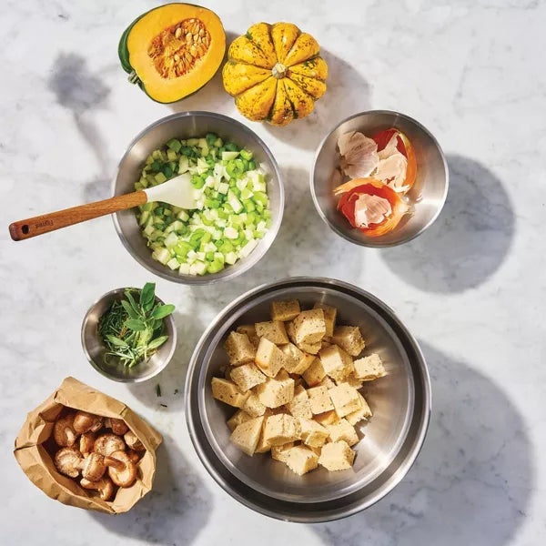 5pc Stainless Steel Non-Slip Mixing Bowls (no lids) Silver